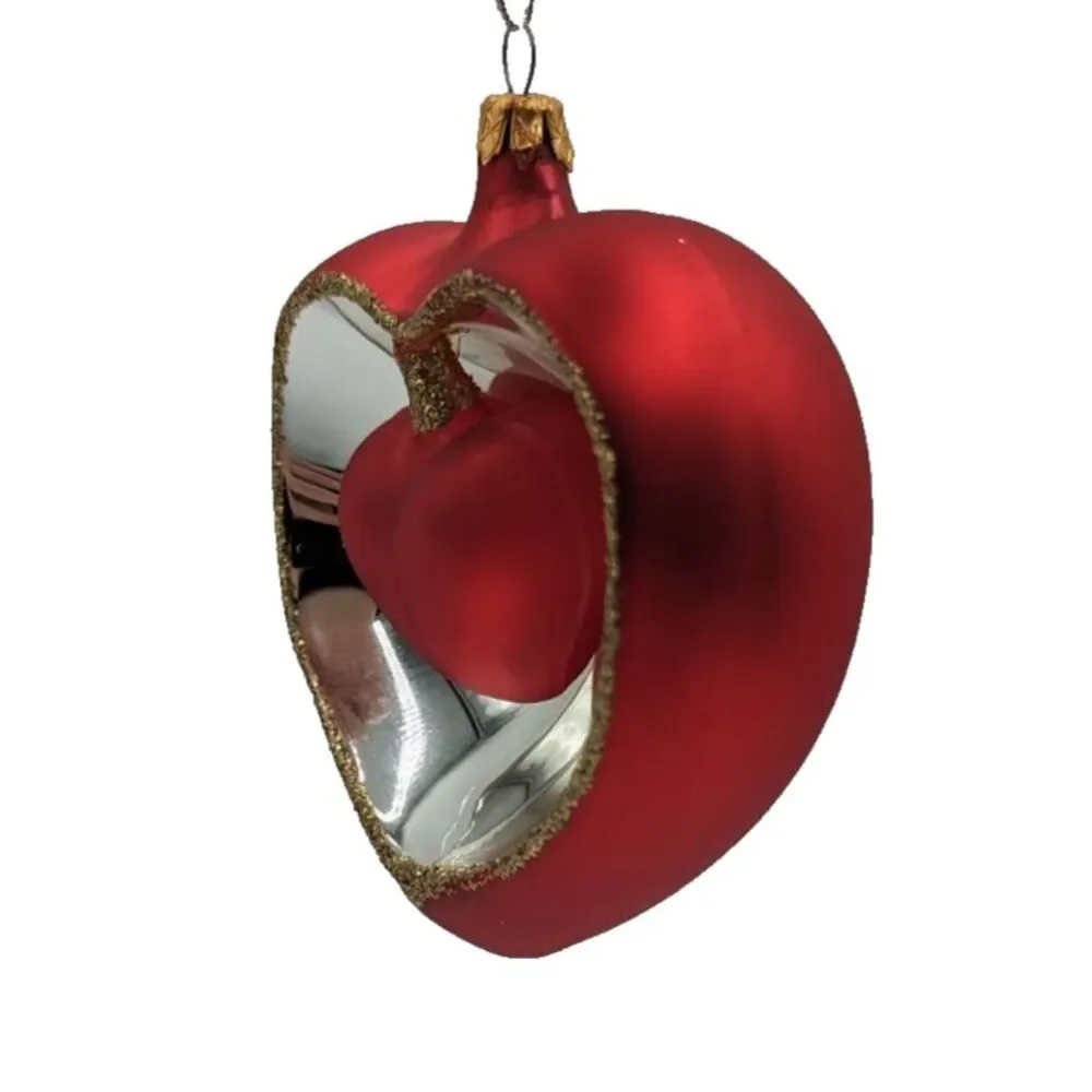 Kurt Adler Double‎ Heart Glass Ornament